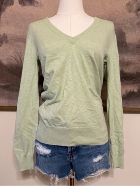 J. Crew Mint Green V-Neck Lightweight Sweater